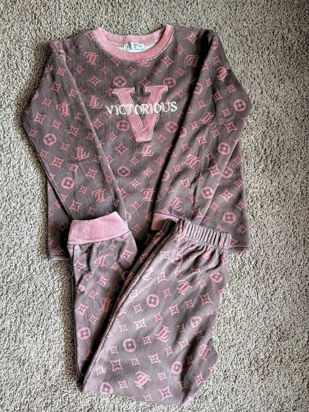 Pink & Brown Fleece Set Like New 10